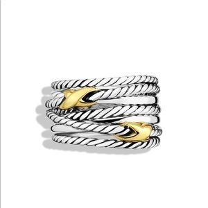 David Yurman Double X Crossover Ring, Size 7
